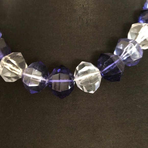 Vintage MCM Large Purple Green Clear Faceted Lucite Beaded Necklace Lot 2 Bundle - Picture 4 of 7